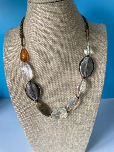 Antique gold tone glass - , bead