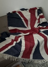 Bronte Union Jack Merino Wool Throw Blanket Made in England Reversible Design