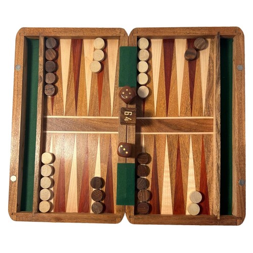 Wooden inlaid backgammon set - set,