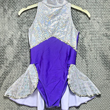 Jazz Tap Dress Childs Modern Dance Costume Silver & Purple Handmade