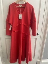 Jigsaw Heavy Crepe Scoop Neck Red Dress BNWT RRP £155 Size M Fabulous Colour New