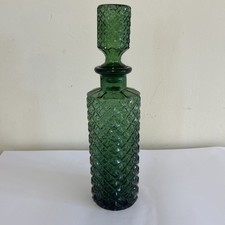 Vintage Italian Empoli Emerald Green Genie Bottle Decanter 1970s-Please Read