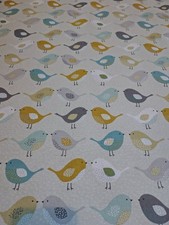 Cotton Fabric Birds Ochre