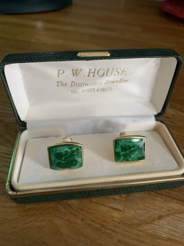 House emerald cuff links - house,