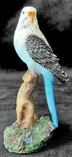 Blue Budgerigar 6.2” Colourful Resin Shelf Sitter / Ornament Bird Figurine