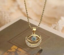 Vintage Zirconia Evil Eye Pendant Necklace 