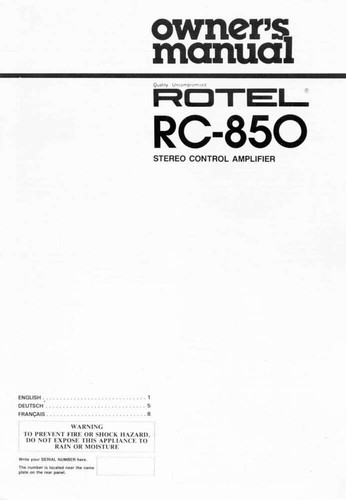 Rotel 850 amplifier owners - rotel, rc-850