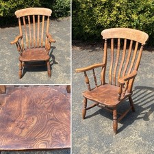 Gorgeous Vintage Wooden Windsor Back Carver Nursing Fireside Arm Chair Farmhouse