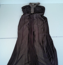 Amanda Wakeley Dress 16 Brown Sleeveless Midi Chocker Evening Elements