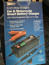 Car Van Motorbike 4 Amp 6/12V Smart Battery Charger With Clamps & O Ring