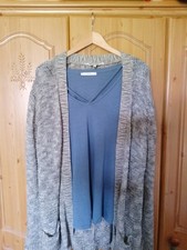 Peacocks Longline Cardigan Grey  Size 20 & George@ASDA Blue S/Sleeve Top Size 22