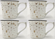 4 PACK 325ml White & Gold Speckle Mug Fine Bone China Tea Coffee Cup 626632