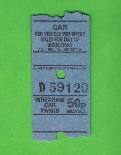 Car parking ticket - ticket, wrexham