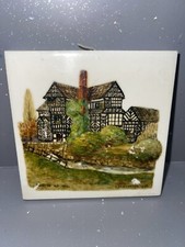 VTG Old Moreton Cheshire Portrait Tile Wall Hanging partington Tudor Britain 