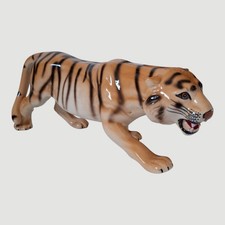 Vintage Mid Century 70s Tiger statue ornament Ceramic Italian Style 