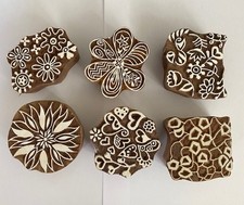 6 INDIAN HANDCARVED WOOD BLOCK