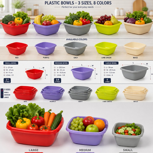 3pc plastic washing bowl - plastic,