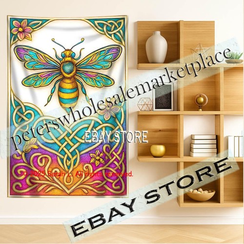 Bee fabric art sacred garden - fabric,