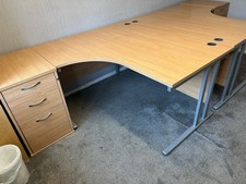 Office Corner Desk with 3 Drawer Cabinet Left Or Right Side Oak Colour Delivery