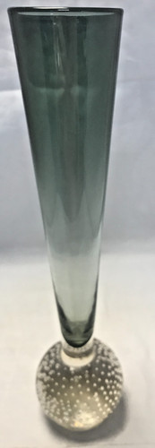 Vintage glass bud vase smoked - glass,