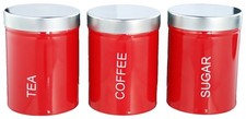 Set of 3 Canisters Kitchen Storage Jar Pots for Tea Coffee Sugar by Buckingham