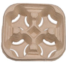 4 Cup Carrier Tray - Paper Cup Moulded Pulp Fibre - Takeaway Drink Holder Events