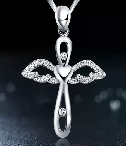 Angel cross pendant - angel, 925