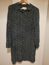 Aubin & Wills Black And White 100% Silk Floral Maxi Shirt/ Shirt Dress Size 16