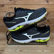 Mizuno Trainers Mens Size UK 7.5 Wave Rider 22 Black Volt Mesh Running Shoes