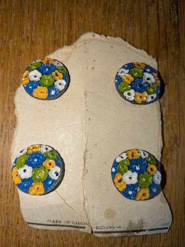 Vintage enamel glass buttons - glass,
