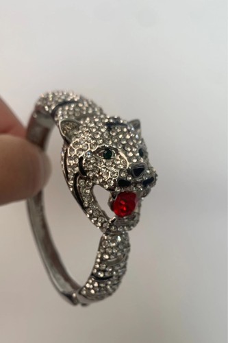 Silver rhinestone leopard - rhinestone,