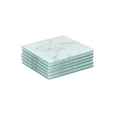 6x Square Glass Coasters 10cm Coffee Table Drinks Cup Coaster Mats Set