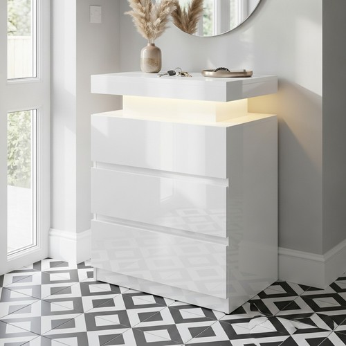 White high gloss - gloss, 6-drawer
