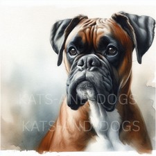 BOXER DOG Watercolour ART
