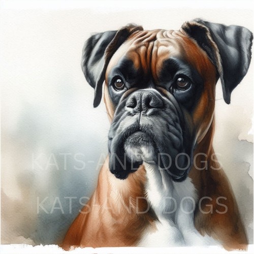 Boxer dog watercolour art - dog,
