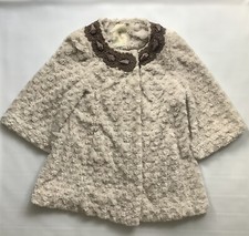 Elizabeth Emanuel cream faux fur embellished jacket Size 16 -  Lined EXCELLENT