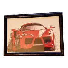 Ferrari Enzo Red Car Koolart Cartoon Print photo Framed Christmas Kids Gift UK