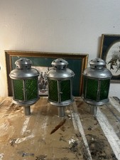 Set of 3 Vintage-Style Garden Lanterns with Green Glass – Rustic Romance