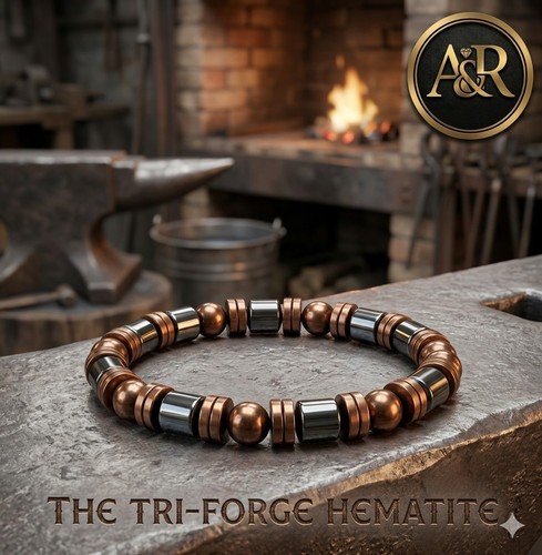 The tri forge hematite - hematite:, 8mm