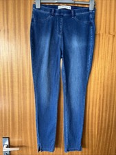 Next Blue Jersey Denim Leggings Size 10 Cropped Leg