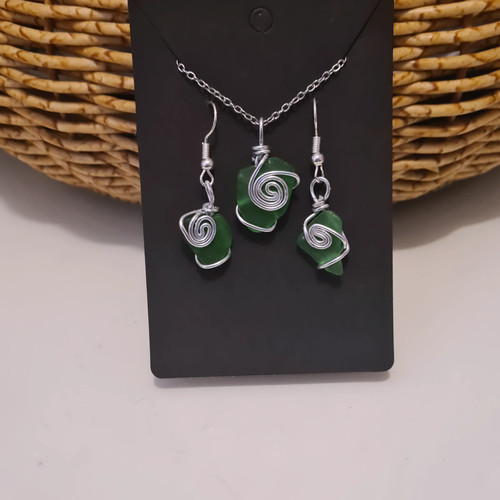 Handmade green sea glass - sea,