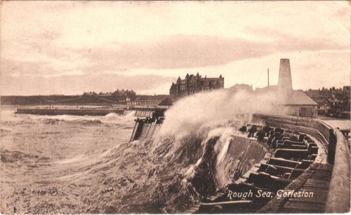 Rough sea gorleston postcard - sea,