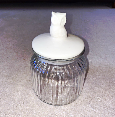 Ribbed clear glass jar - glass, with