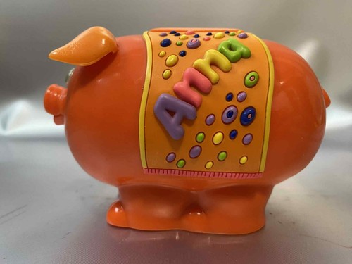 Anna personalised orange piggy - anna,