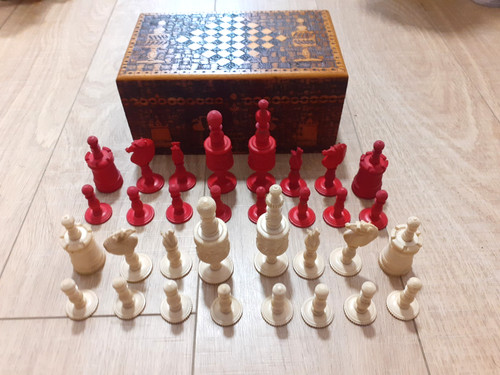 Antique bovine bone chess - an,