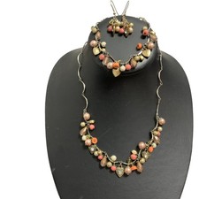 Next Beaded Necklace, bracelet and Earrings Set with Heart Charms 8185