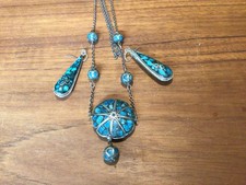vintage native american silver &turquoise necklace with matching earrings
