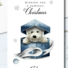 Personalised Cute Westie Highland Terrier Christmas Greetings Card & Envelope