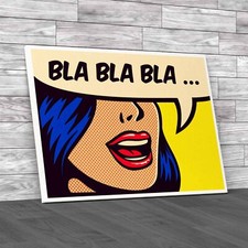 Pop Style Comic Book Panel Funky Girl Talking Canvas Print Large Picture Wall