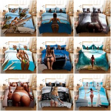 Beach Beauty Printed Quilt Cover Bed Set Pillowcase Single Double Queen Size Hot